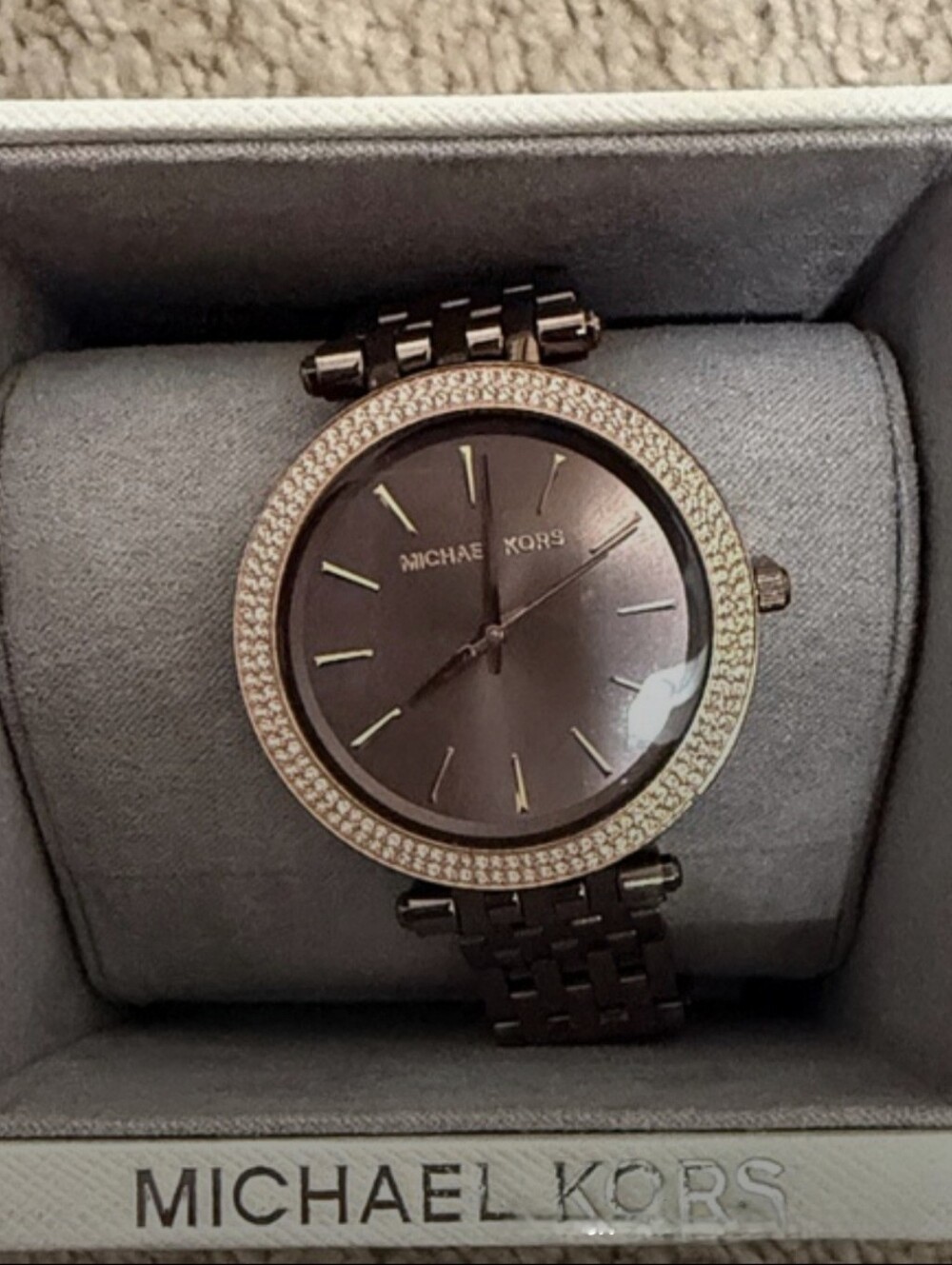 Michael Kors Brown Dial Crystal Bezel Bracelet Watch